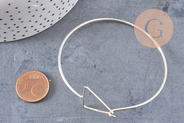 Bracelet jonc réglable triangle laiton argenté 60mm, x1 (G1812)