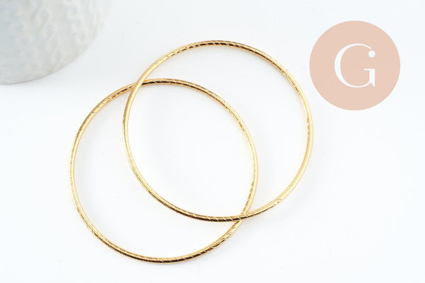 Bracelet jonc strié acier inoxydable doré 14k 60mm, bracelet résistant à l'eau, sans nickel, x1 (G9508)