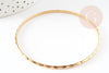 Bracelet jonc strié acier inoxydable doré 14k 71mm, x1 (G5961)