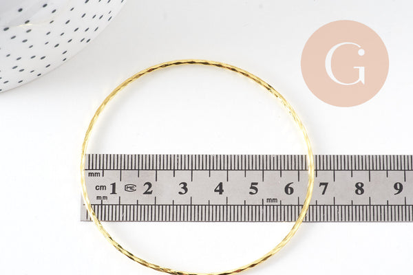 Bracelet jonc strié laiton doré 62mm, x1 (G3962)