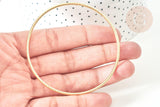 Bracelet jonc texturé rond acier 304 inoxydable doré 68mm, x1 (G7735)