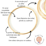 Bracelet jonc tibétain 2mm acier 201 inoxydable doré 66mm x1 (G9801)