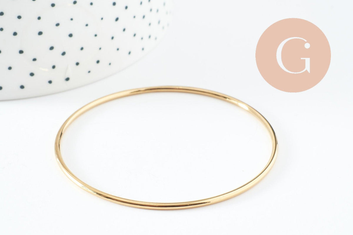 Bracelet jonc tibétain 2mm acier 201 inoxydable doré 66mm x1 (G9801)