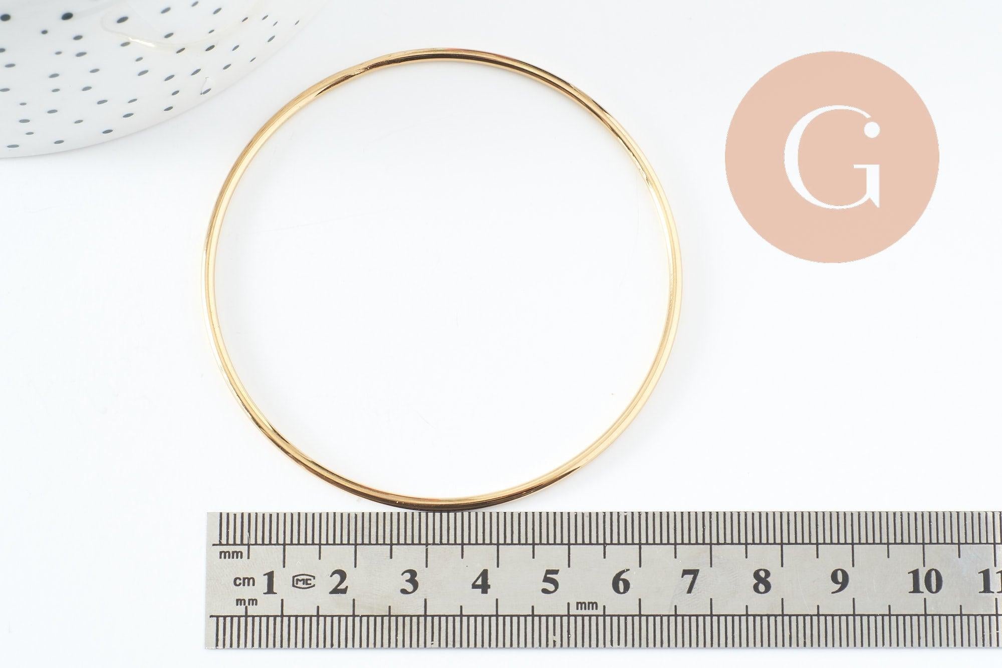 Bracelet jonc tibétain 2mm acier doré 66mm x1 (G9801)