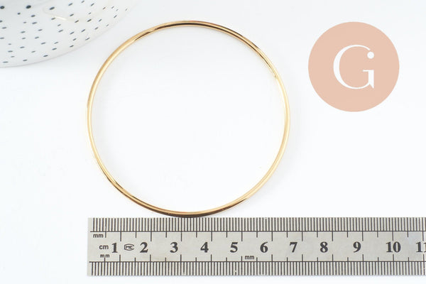 Bracelet jonc tibétain 2mm acier doré 66mm x1 (G9801)