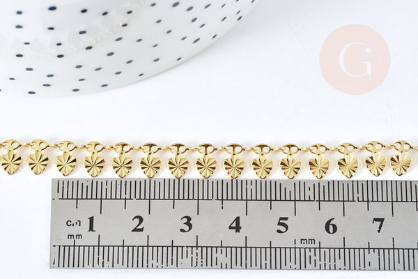 Bracelet laiton doré maille fantaisie pastille 17.5cm, x1 (G8080)