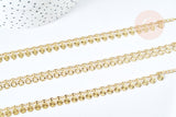 Bracelet laiton doré maille fantaisie pastille 17.5cm, x1 (G8080)