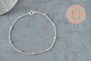Bracelet maille boule fine argent 925 massif 17.7cm, x1 (G9431)