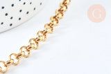 Bracelet maille rolo acier inoxydable 304 doré 14k, 1.5mm, 20.5cm, x1 (G6893)