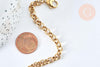 Bracelet maille rollo acier inoxydable 304 doré 14k, 1.5mm, 20.5cm, x1 (G6893)