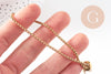 Bracelet maille rollo réglable fermoir coulissant acier inoxydable 304 doré 14k 24cm, x1 (G0188)