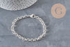 Stainless steel rolo chain bracelet, silver, 6mm, 19.1cm, x1 (G11200)