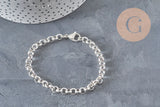 Stainless steel rolo chain bracelet, silver, 6mm, 19.1cm, x1 (G11200)