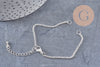 Bracelet maille rolo acier inoxydable argenté 16.5cm, x1 (G10914)