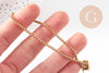 Bracelet maille rolo réglable fermoir coulissant acier inoxydable 304 doré 14k 24cm, x1 (G0188)
