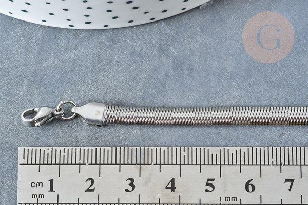 Bracelet maille serpent acier inoxydable platine, x1 (G8178)