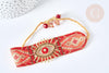Bracelet manchette Réglable oeil protecteur cordon nylon perles rocailles tissées rouge 28cm, bijou chance à offrir, bracelet amitié, x1 (G7635)