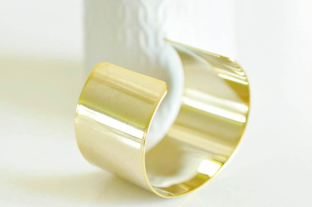 Bracelet manchette XXL réglable laiton doré 16k 40mm, x1 (G1329)