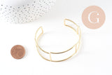 Bracelet manchette jonc réglable laiton 18k 51mm, x1 (G5261)