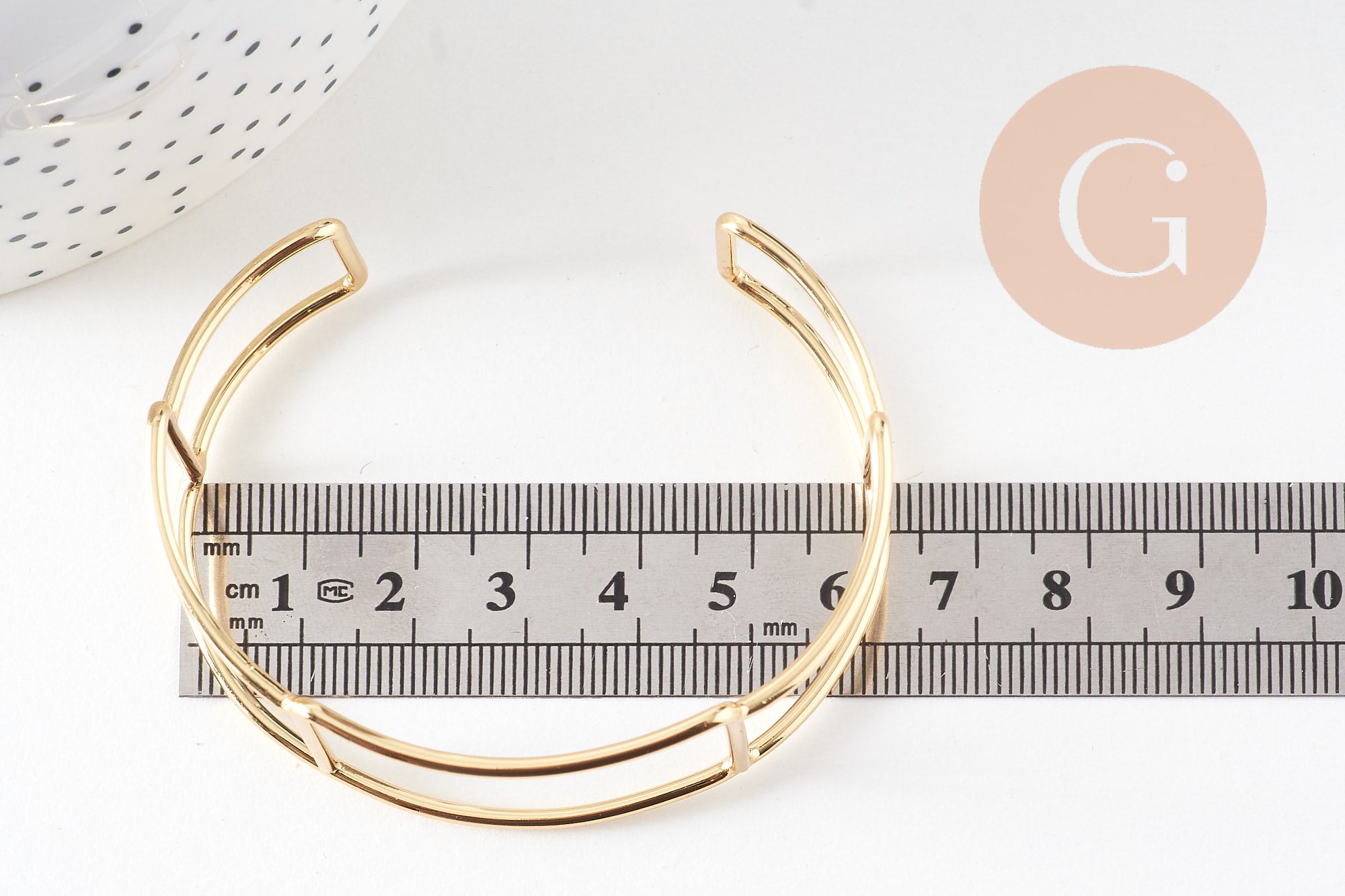 Bracelet manchette jonc réglable laiton 18k 51mm, x1 (G5261)