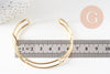 Bracelet manchette jonc réglable laiton 18k 51mm, x1 (G5261)