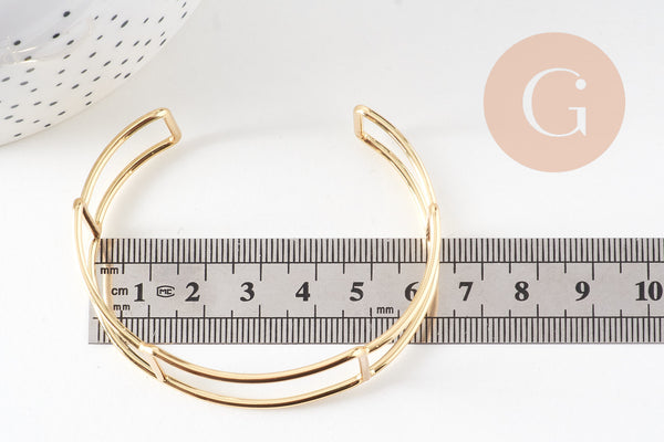 Bracelet manchette jonc réglable laiton 18k 51mm, x1 (G5261)