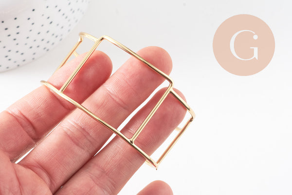 Bracelet manchette jonc réglable laiton 18k 51mm, x1 (G5261)