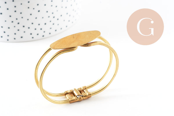 Bracelet manchette ressort laiton brut 47x60mm, x1 (G2710)