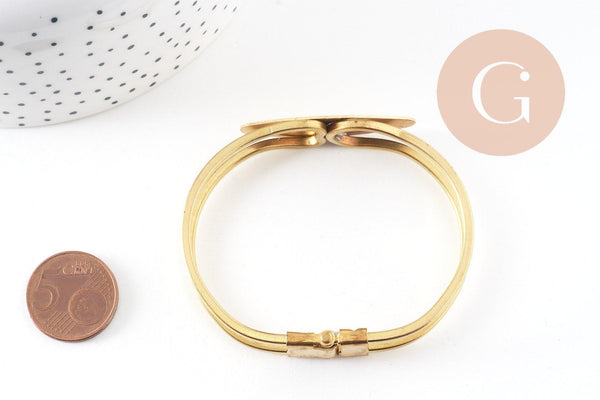 Bracelet manchette ressort laiton brut 47x60mm, x1 (G2710)