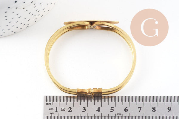 Bracelet manchette ressort laiton brut 47x60mm, x1 (G2710)