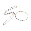 Bracelet ou collier acier doré 14k résine bleu marine chaine dorée, bracelet chaîne fine,1.5mm,20.5cm, x1 G3603