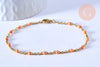Bracelet ou collier acier doré 14k résine orange 1.5mm-20.5cm, x1 (G3709)