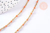Bracelet ou collier acier doré 14k résine orange 1.5mm-20.5cm, x1 (G3709)