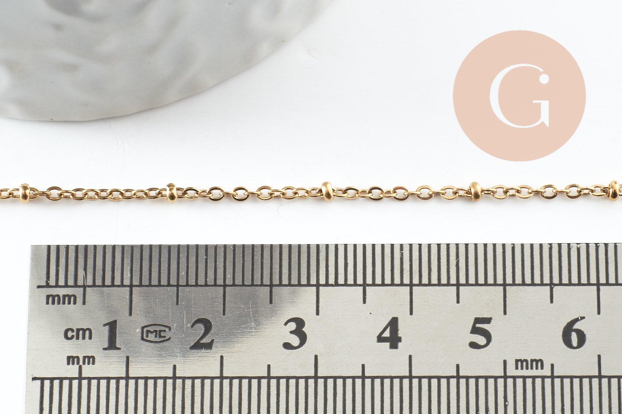 Bracelet réglable chaine satellite acier 304 doré inoxydable 18.5cm, x1 (G9595)