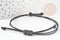 Bracelet réglable cordon ciré noir or acier 304 inoxydable 13-14cm, x1 (G9267)