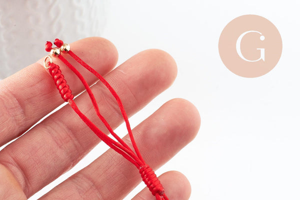 Bracelet réglable cordon polyester laiton & acier 304 doré 18K 24.5cm, x1 (G9575)