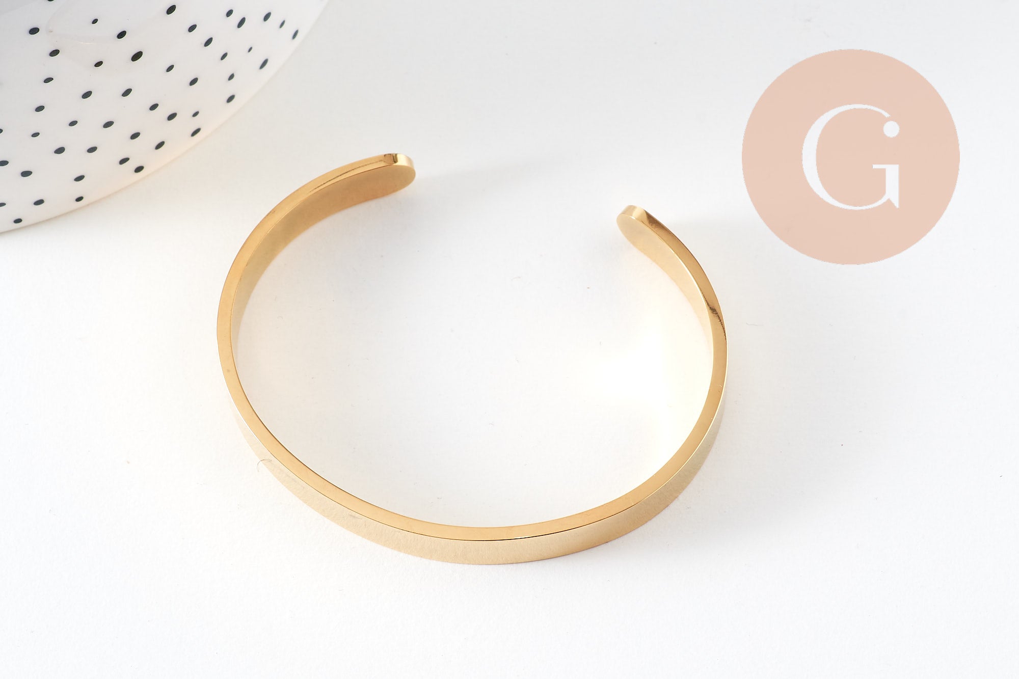 Bracelet réglable jonc lisse acier 304 inoxydable doré 50x63mm, x1 (G4912)