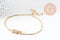 Bracelet réglable laiton doré 14k cadenas et clef zircon, bracelet laiton or, sans nickel, bracelet zircon doré,26cm, x1 (G2572)