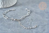 Bracelet réglable maille trombone fantaisie platine acier 304 inoxydable 14.5cm, x1 (G7885)