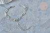 Bracelet réglable maille trombone fantaisie platine acier 304 inoxydable 14.5cm, x1 (G7885)