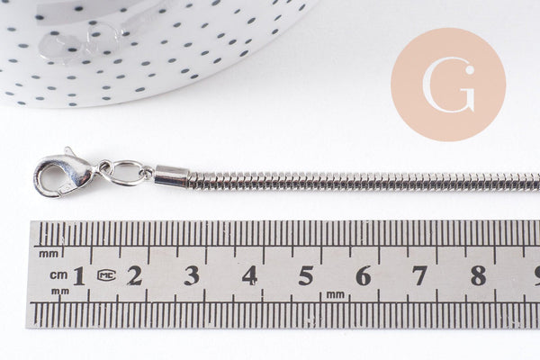 Bracelet serpent platine type Pandora complet AVEC ExTENSION 18cm, x1 (G2382)