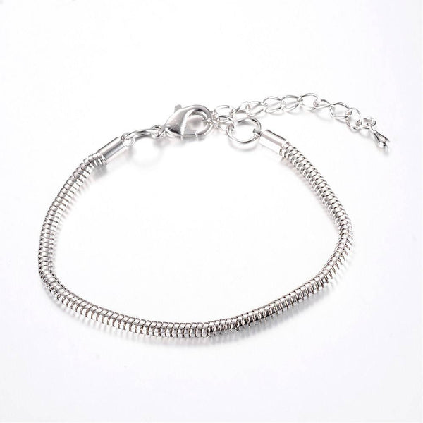 Bracelet serpent platine type Pandora complet AVEC ExTENSION 18cm, x1 (G2382)