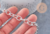 Bracelet très grosse maille acier 304 inoxydable argenté 20.4cm, x1 (G10922)