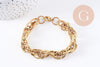 Bracelet très grosse maille acier 304 inoxydable doré IP 14k 20.5cm, x1 (G4197)