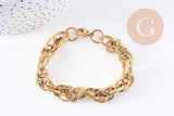 Bracelet très grosse maille acier 304 inoxydable doré IP 14k 20.5cm, x1 (G4197)