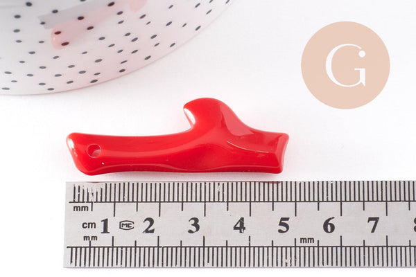 Branche corail acrylique rouge, perle acrylique, corail rouge, coquillage bijou,45mm,x5 (G0186)