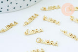 Breloque Balance laiton doré 18k,sans nickel,création bijoux astrologique, pendentif horoscope,17.5mm, x1 (G6045)