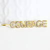 Breloque COURAGE laiton doré 18k cristal 40mm,Pendentif zircon pour création bijoux DIY, x1 (G6359)