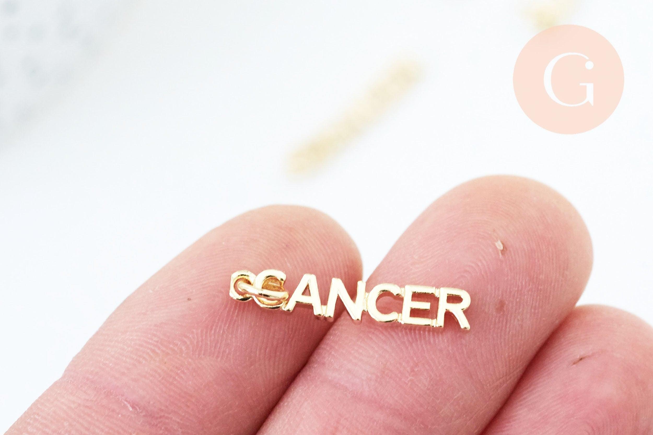 Breloque Cancer laiton doré 18k,sans nickel ,pendentif horoscope,22.5mm, x1 (G6042)
