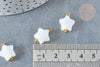 Breloque Etoile Jade blanc naturel laiton doré 17mm, création de bijoux DIY pierre, x1 G7901